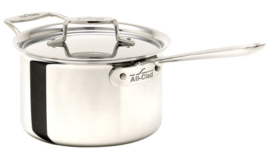 All-Clad D5 4-Quart Stainless Steel Sauce Pan with Lid - Premium Cookware for Sauces, Soups & Stews - Perfect for Home Chefs & Professional Kitchens