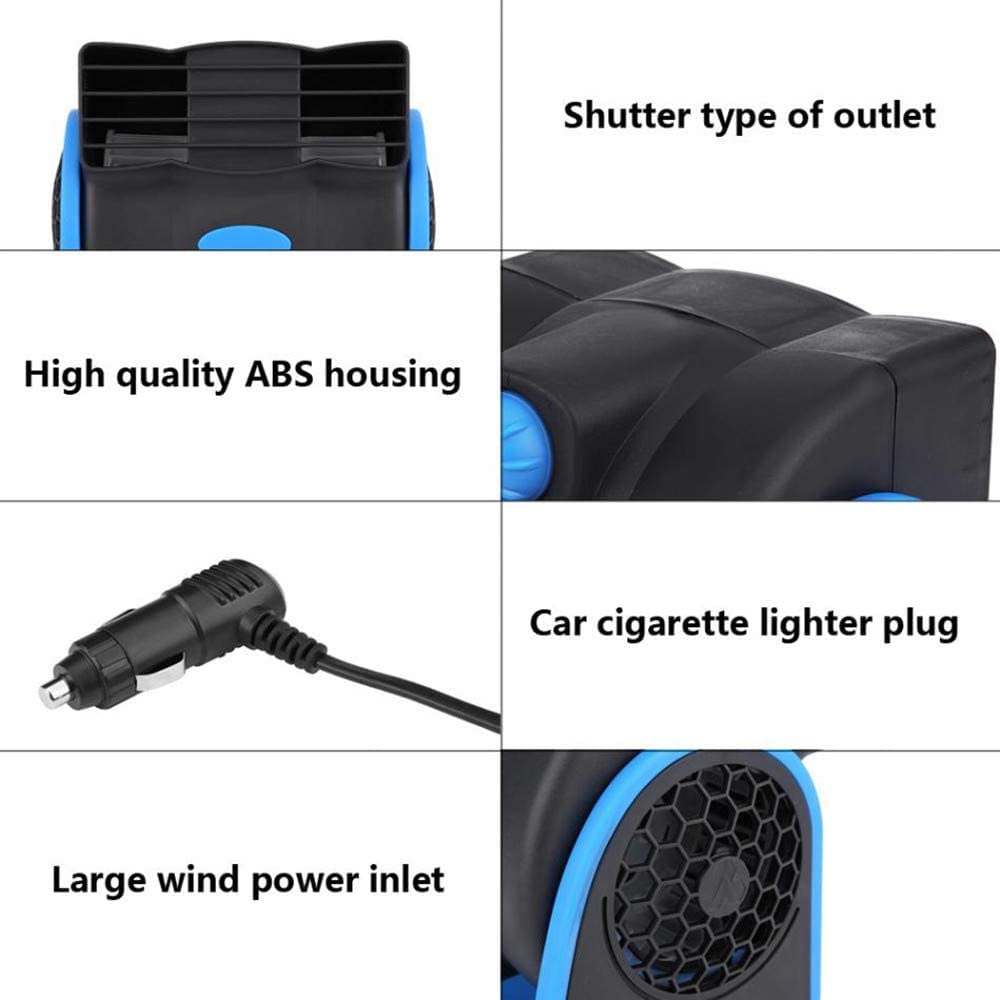 KAGOR 12V Car Dash Fan - Ultra Quiet No-Leaf Cooling, Powerful RV Ventilation System, Squirrel Cage Blower with 2-Speed Settings & Cigarette Lighter Plug for Auto, SUV, Van - Perfect for Road Trips, Camping & Summer Driving Comfort