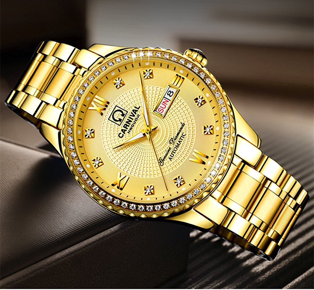 Premium Automatic Dress Watches for Men & Women - Gold & Silver Stainless Steel Couple Watch Set (His & Hers) - Perfect for Weddings, Anniversaries & Formal Occasions