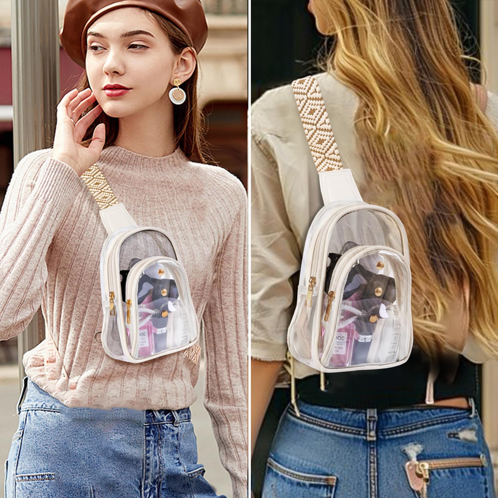 Clear Sling Bag for Women - Stadium Approved Transparent Crossbody Purse for Concerts, Festivals & Sporting Events | Trendy & Secure Fashion Accessory