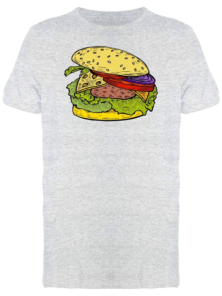 Vintage Hand-Drawn Burger Graphic T-Shirt for Men - Soft Cotton Casual Tee with Artistic Food Print | Perfect for Streetwear, Summer Outfits & Fast Food Lovers