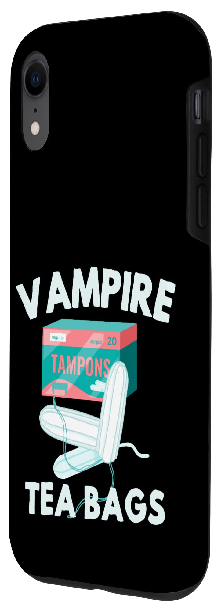 iPhone XR Case - Funny Vampire Tea Bags Tampon Horror Design for Men & Women - Perfect for Halloween, Cosplay & Humor Gifts