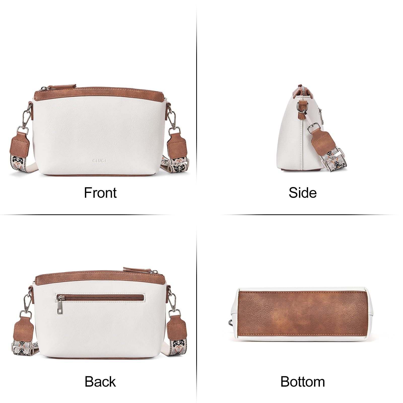 CLUCI Vegan Leather Crossbody Bags for Women - Adjustable Wide Strap Shoulder Handbag Purse | Perfect for Work, Travel & Everyday Use