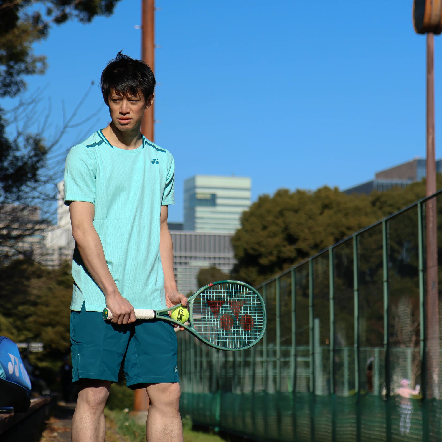 Yonex Men's Crew Neck Performance Shirt 10559 - Breathable Quick-Dry Activewear for Tennis, Golf & Casual Wear (Cyan)