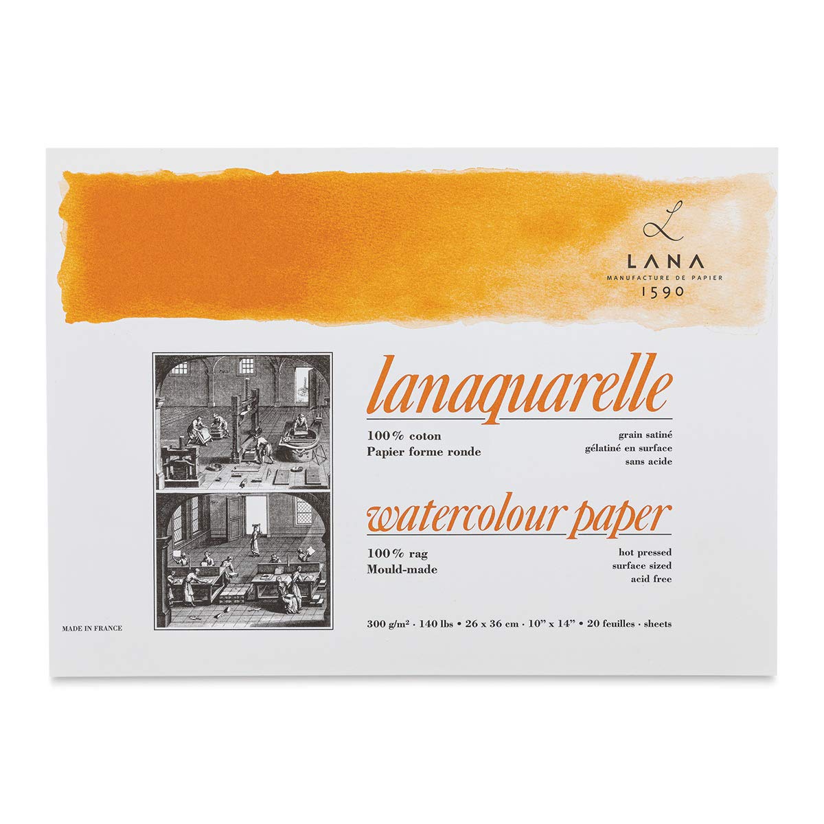 Premium Hot Press Watercolor Paper Block 10x14