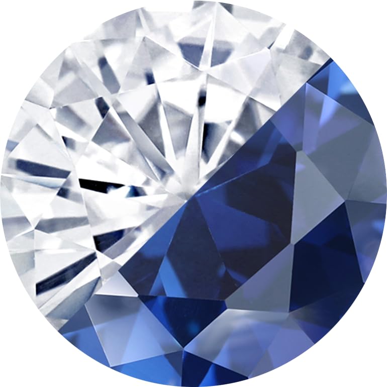 White Moissanite - Blue Created Sapphire