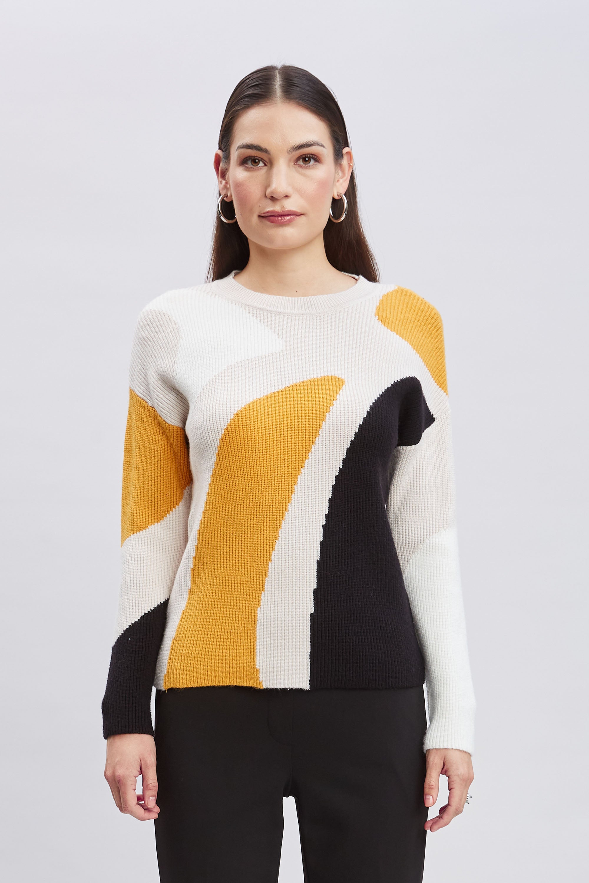 Tahari Women's Color Block Knit Sweater - Cozy Pullover for Fall & Winter | Perfect for Office, Casual Outings & Holiday Gatherings