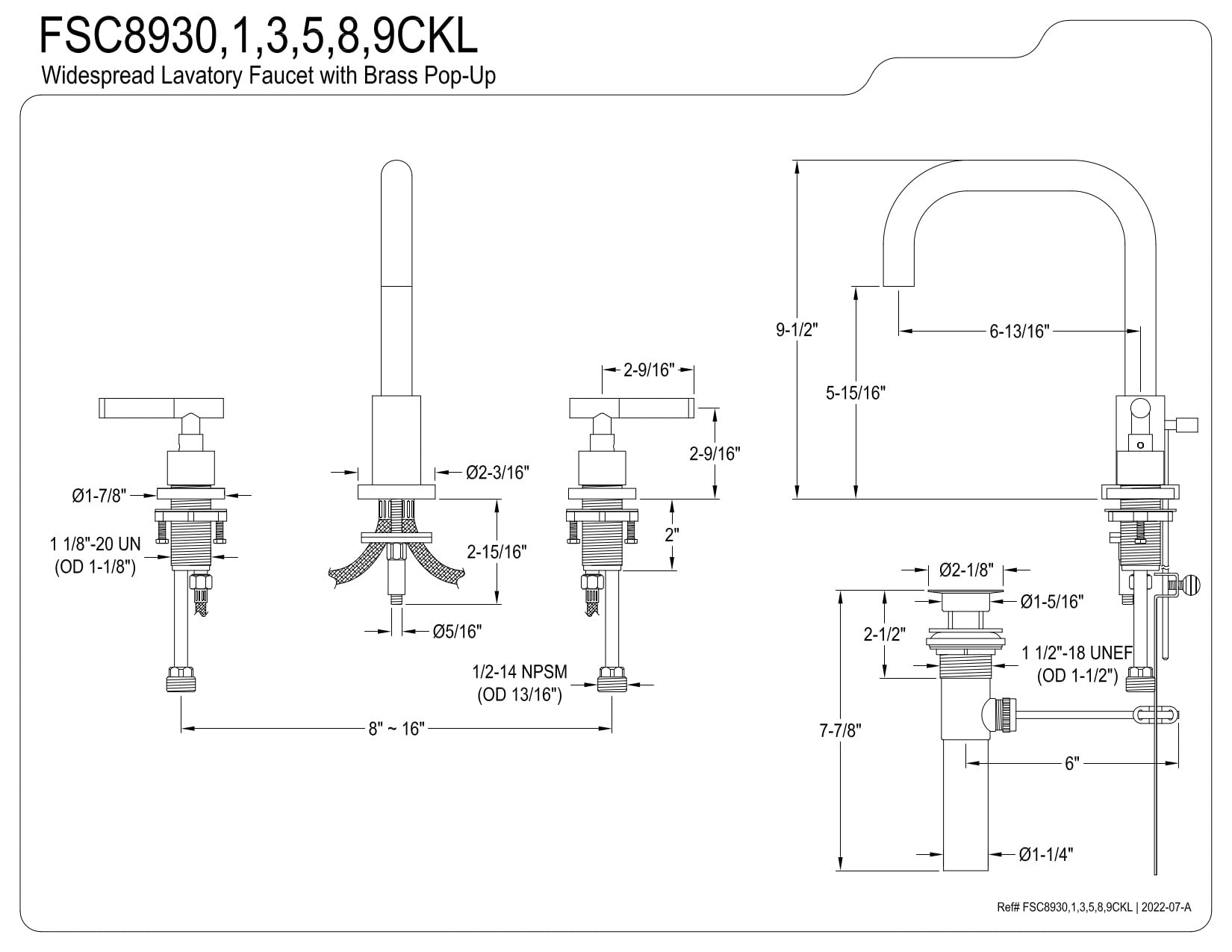 Kingston Brass FSC8935CKL Kaiser Widespread Bathroom Faucet - Oil Rubbed Bronze Finish - 13 x 6.81 x 9.5 Inches - Perfect for Modern Bathroom Vanities and Powder Rooms