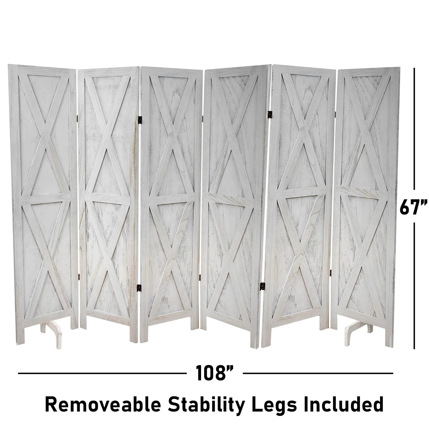 Premium 6-Panel Room Divider - Rustic Barnwood Folding Privacy Screen & Partition Wall for Home, Office, or Studio | Perfect for Creating Private Spaces, Home Decor, and Room Separation