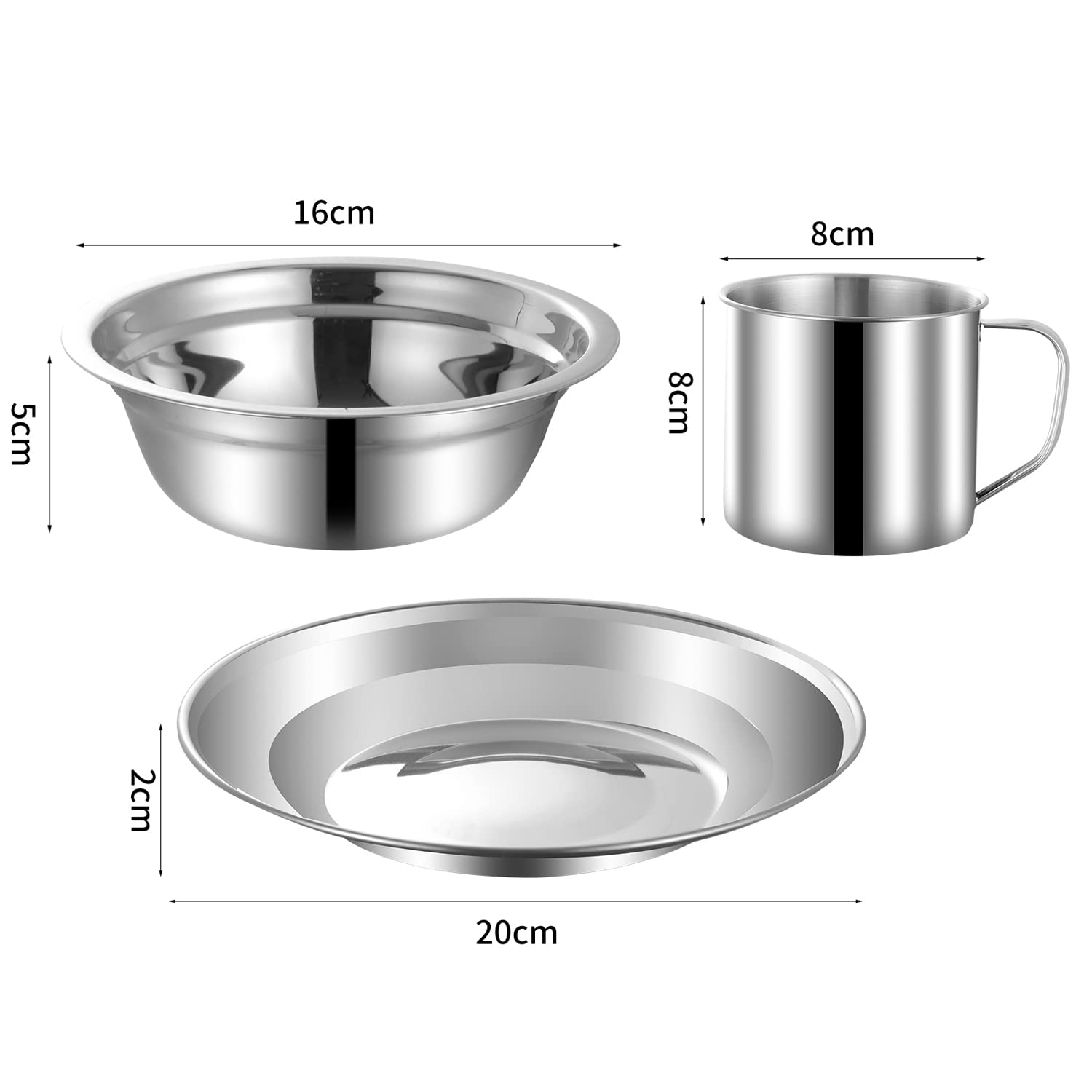 Stainless Steel Camping Mess Kit for 2 - Plate, Bowl, Cup & Utensils | Perfect for Camping, Backpacking & Hiking