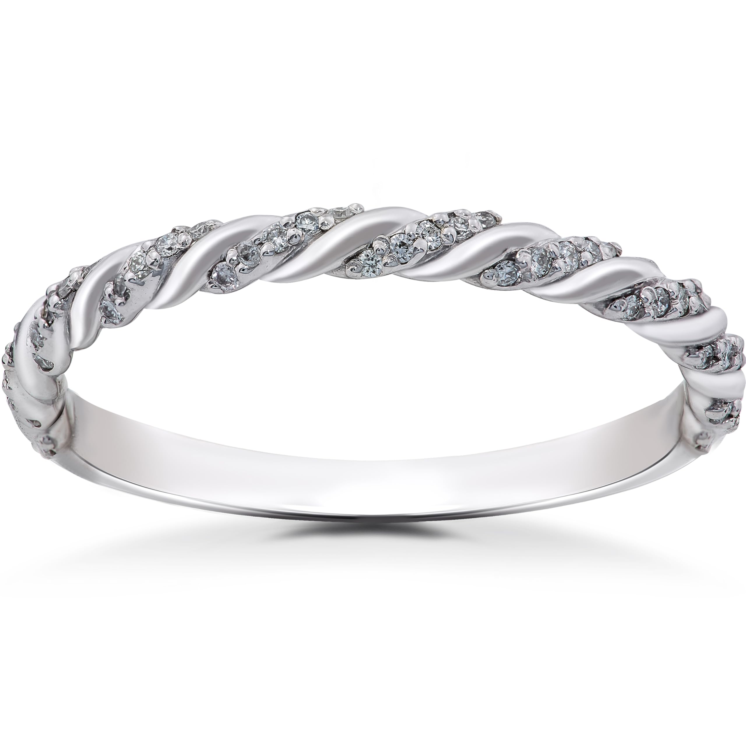 14K White Gold 1/8 CTW Lab Grown Diamond Pavé Twisted Women's Wedding Band - Elegant Engagement Ring for Brides, Anniversary Gift & Special Occasions