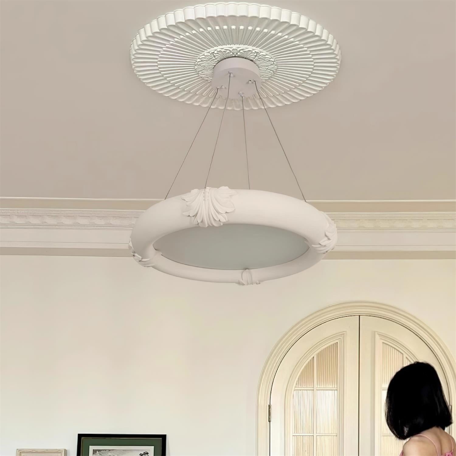 Marika Plaster Chandelier - Elegant Ceiling Light Fixture for Dining Room, Living Room & Bedroom Decor