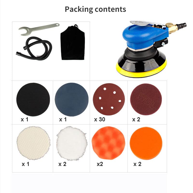 5 Inch Pneumatic Grinding and Polishing Machine Kit - 12500 RPM High Speed Car Waxing & Milling Tool for Auto Detailing, Metal Finishing & DIY Projects