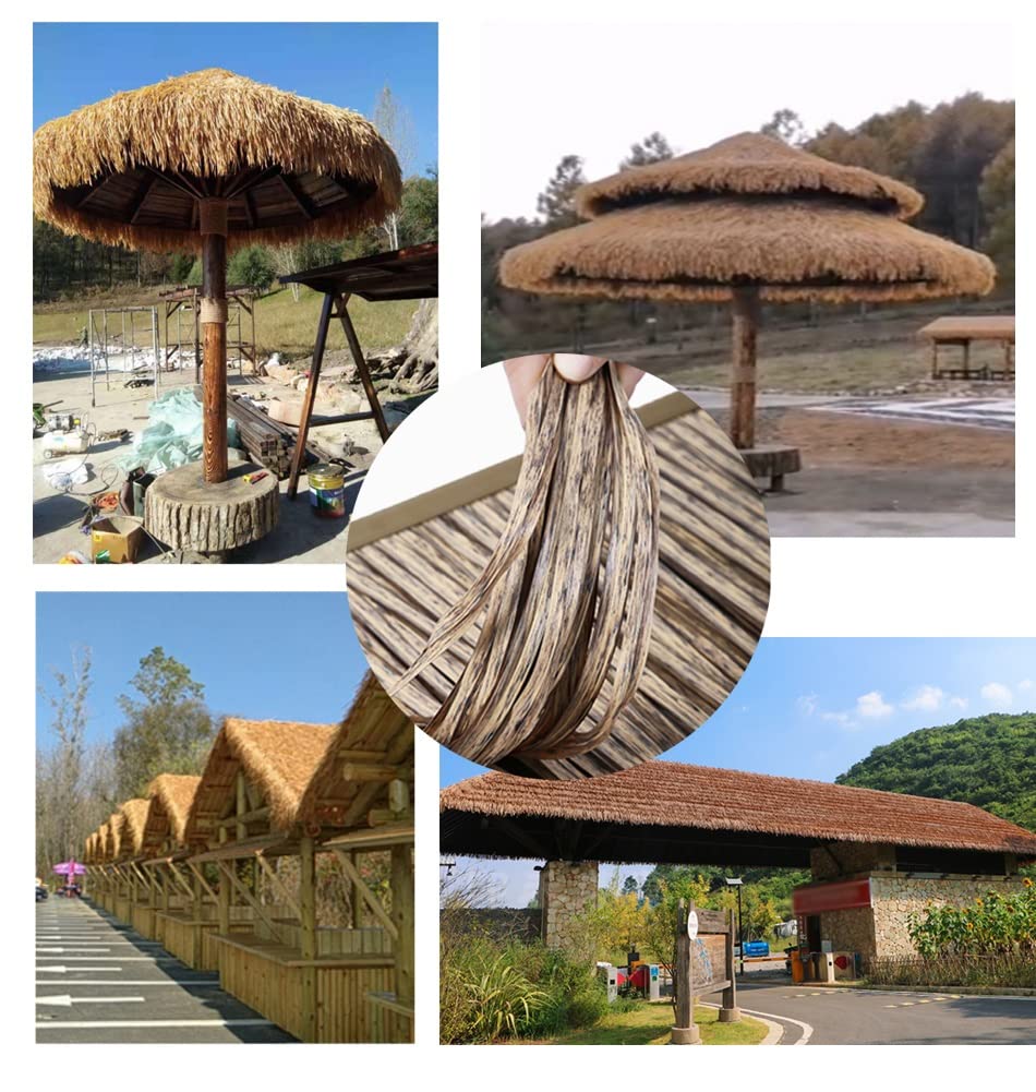 Fireproof Plastic Thatch Roof Tiles - 20pcs Fake Straw Thatch for Pavilion & Outdoor Decor (Yellow23) - Perfect for Tiki Bars, Beach Parties, and Tropical Themed Events
