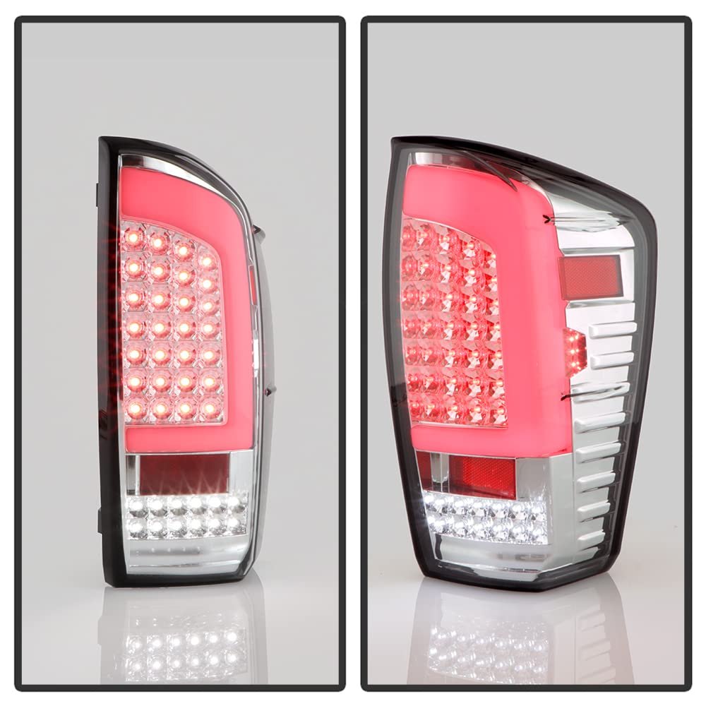 ACANII Chrome Full LED Tail Lights with C Tube for 2016-2023 Toyota Tacoma Pickup Truck - Brake Lamps Pair Set (Left+Right) - Upgrade Your Truck's Style & Safety for Night Driving and Off-Road Adventures