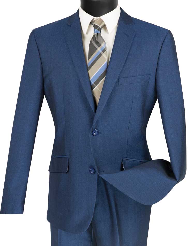 Men's Slim Fit Suit 2 Piece Single Breasted Blue Business Formal Wear for Weddings, Interviews & Office