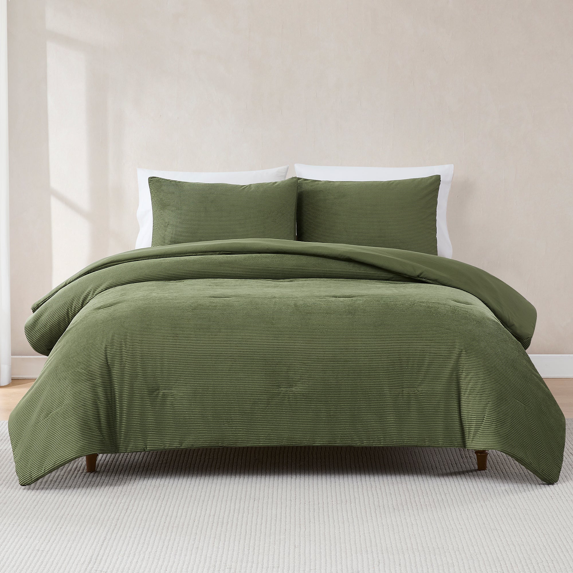 Arden Ribbed Corduroy Comforter Set - Soft & Durable Bedding Collection for Cozy Bedroom Decor | Perfect for Winter Nights & Home Styling