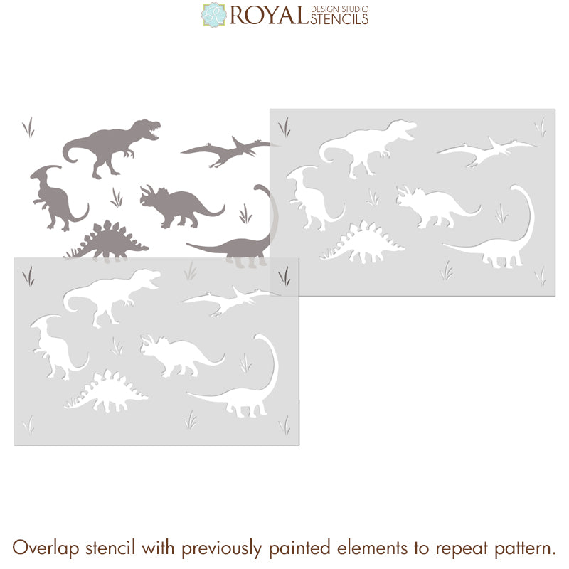 Dinosaurs Wall Stencil for Kids Room Decor - Reusable Dinosaur Painting Template for Nursery, Bedroom & Playroom DIY Art Projects