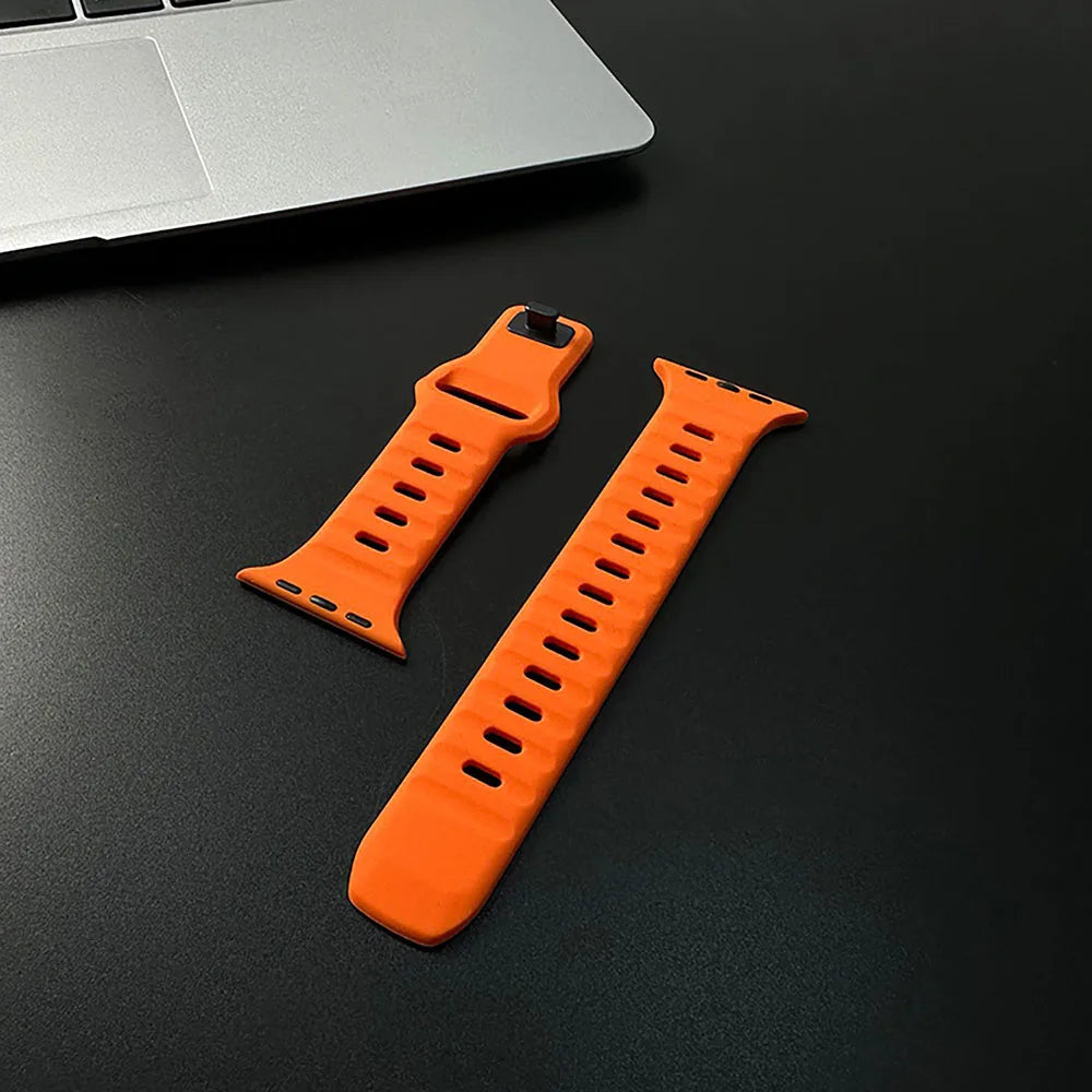 Premium Silicone Sports Band for Apple Watch - Durable & Comfortable Orange Strap - Perfect for Running, Gym & Outdoor Activities
