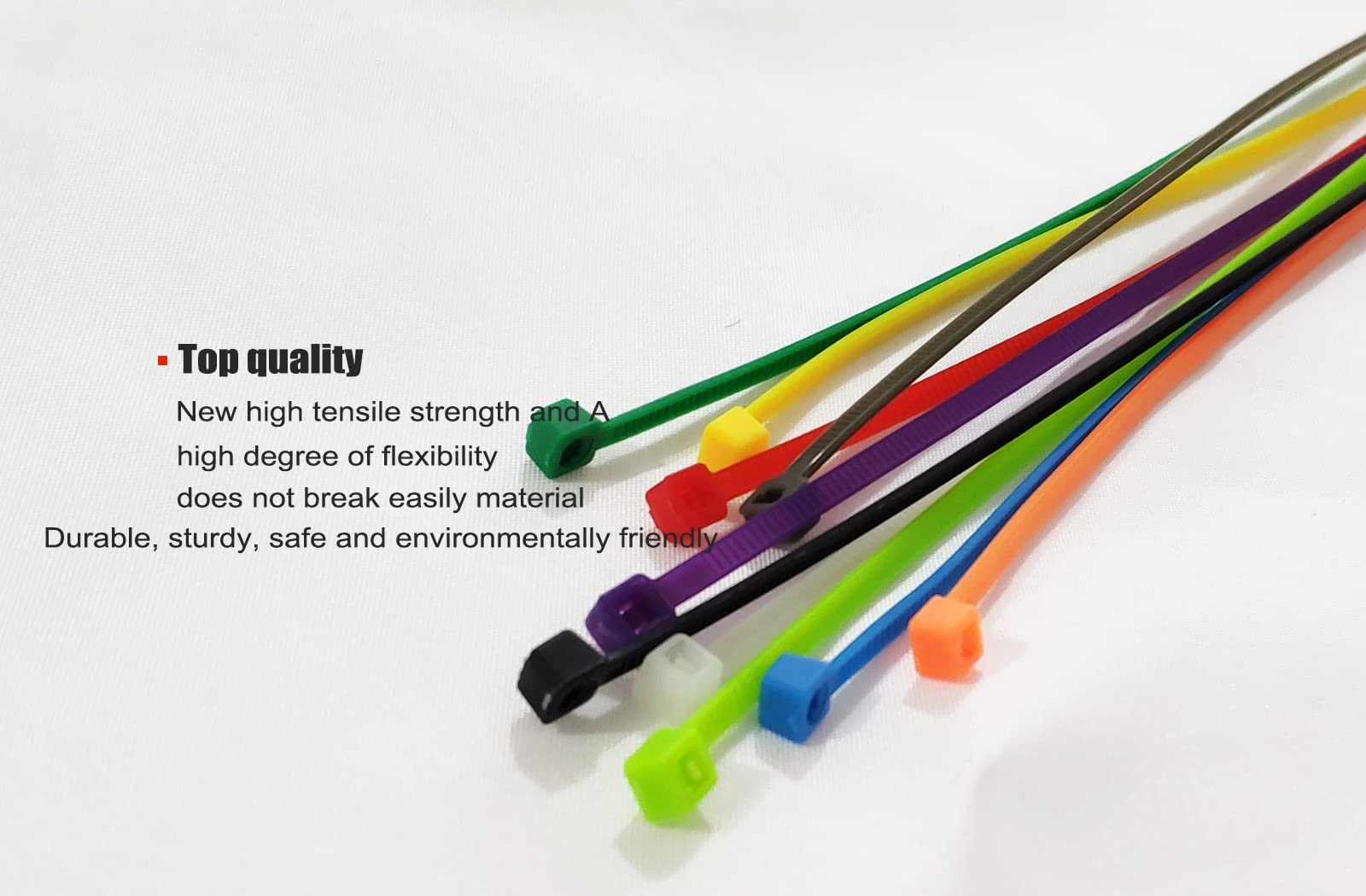 8 Inch 1000pcs Colored Zip Ties - Heavy Duty 20lb Strength Reusable Cable Ties for Organizing Wires, Bundling Cables, Home & Office Use