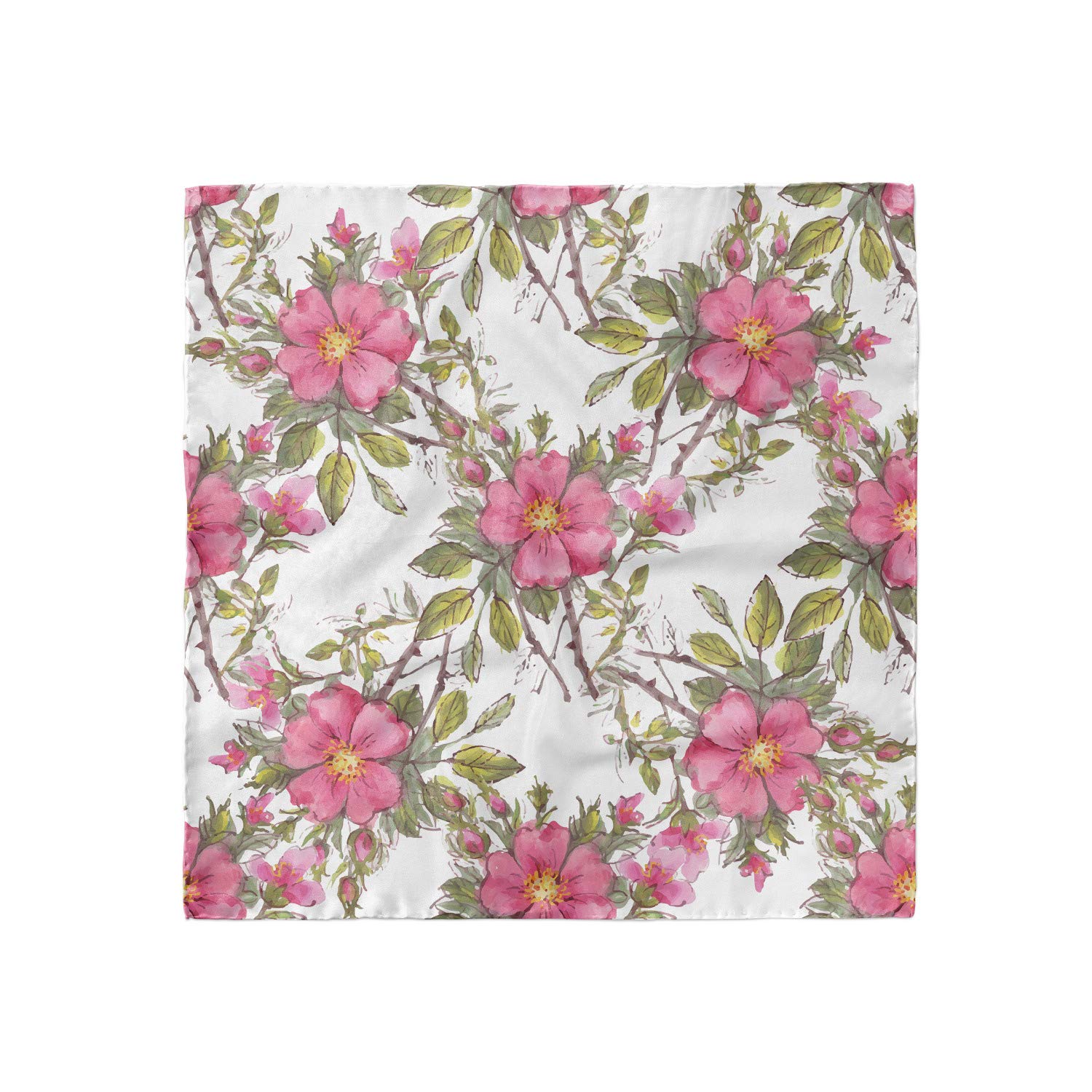 Ambesonne Floral Headscarf - Dog Rose Garden Print Hijab Scarf for Women, Lightweight & Breathable - Perfect for Daily Wear, Church, Mosque, and Special Occasions