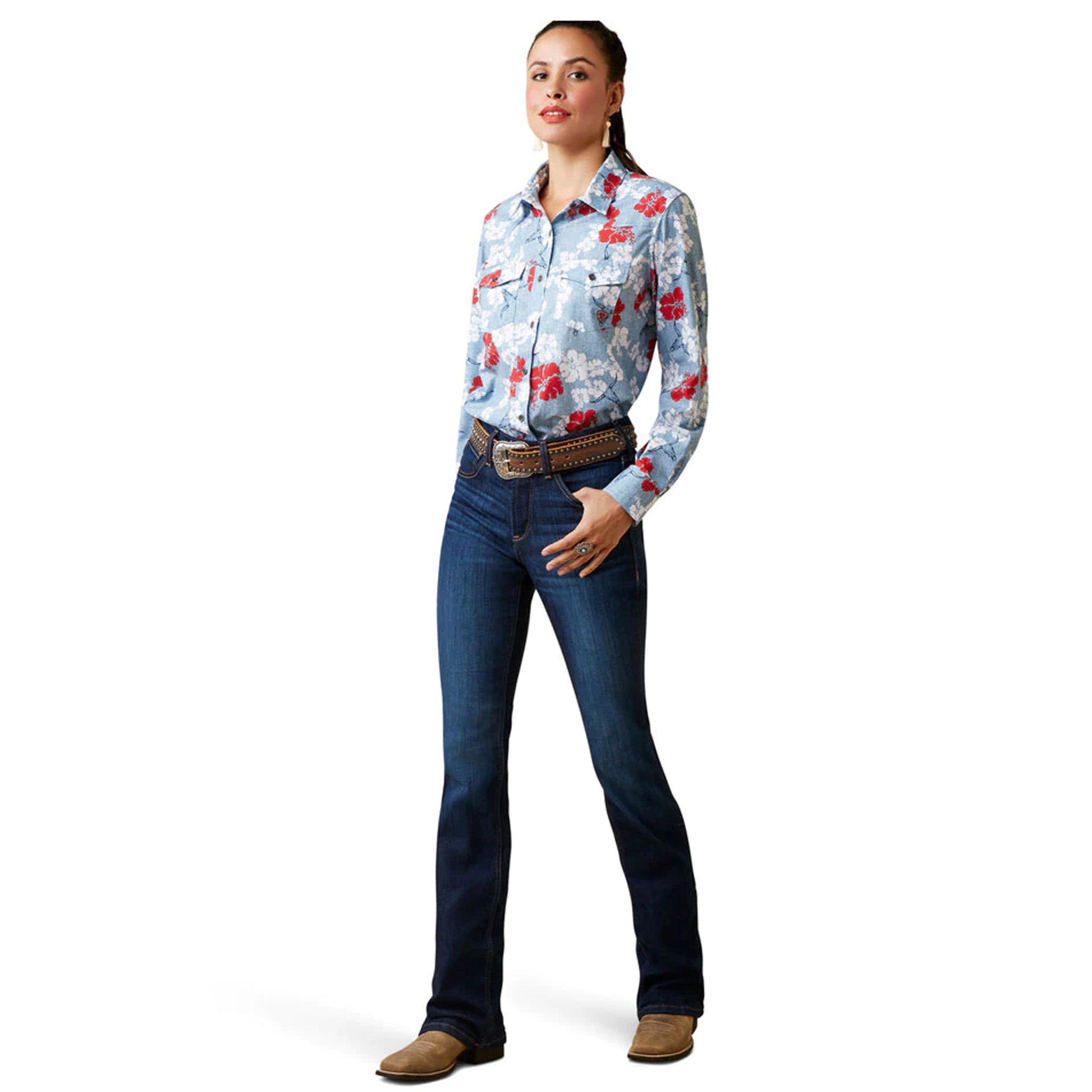 Ariat Women's Western VentTEK Shirt - Breathable Long Sleeve Work Shirt for Horseback Riding & Outdoor Activities