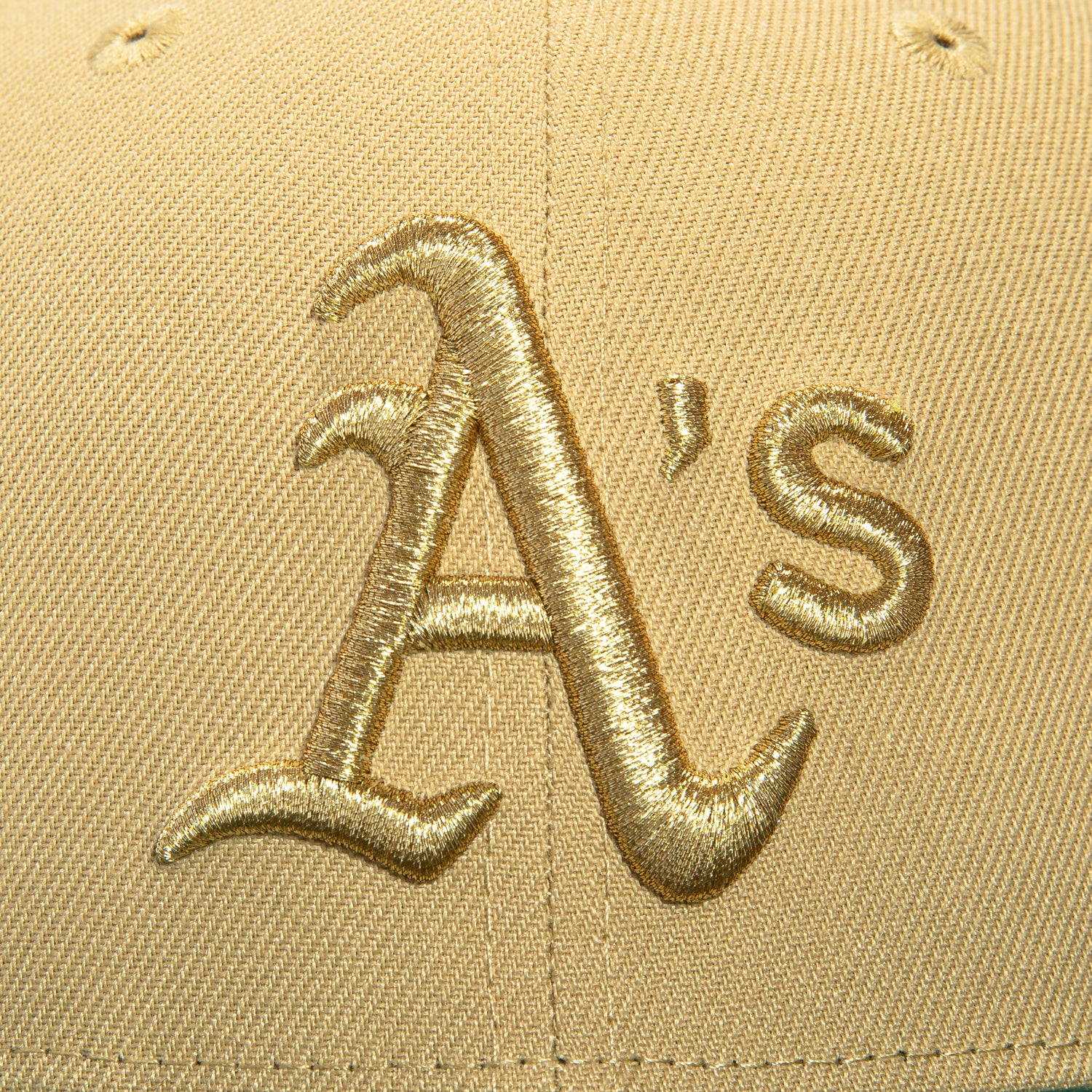 New Era 59Fifty Oakland Athletics Battle of the Bay Patch Snapback Hat - Tan, Green & Metallic Gold - Official MLB Baseball Cap for Fans & Streetwear Fashion