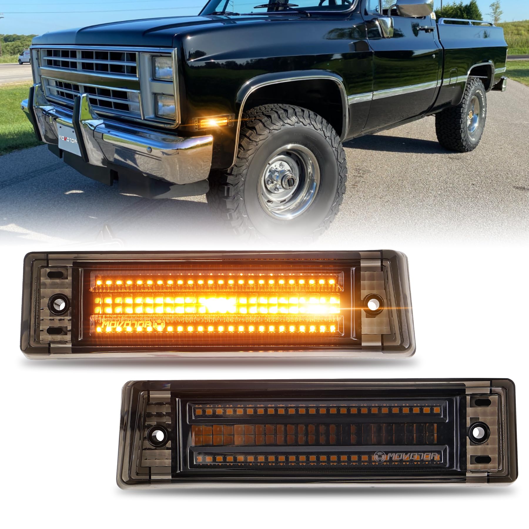LED Side Marker Lights Turn Signal Parking Lights Compatible with Chevy Silverado GMC Sierra - Durable Bright Amber Lights for Enhanced Night Visibility & Safety
