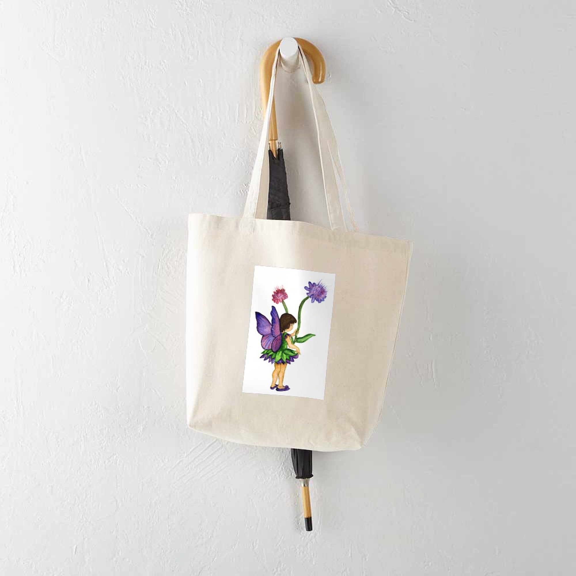 Anna Fairy Tote Bag - Natural Canvas Reusable Shopping Bag for Women | Eco-Friendly Grocery Tote, Beach Bag & Everyday Carry | Cute Gift Idea