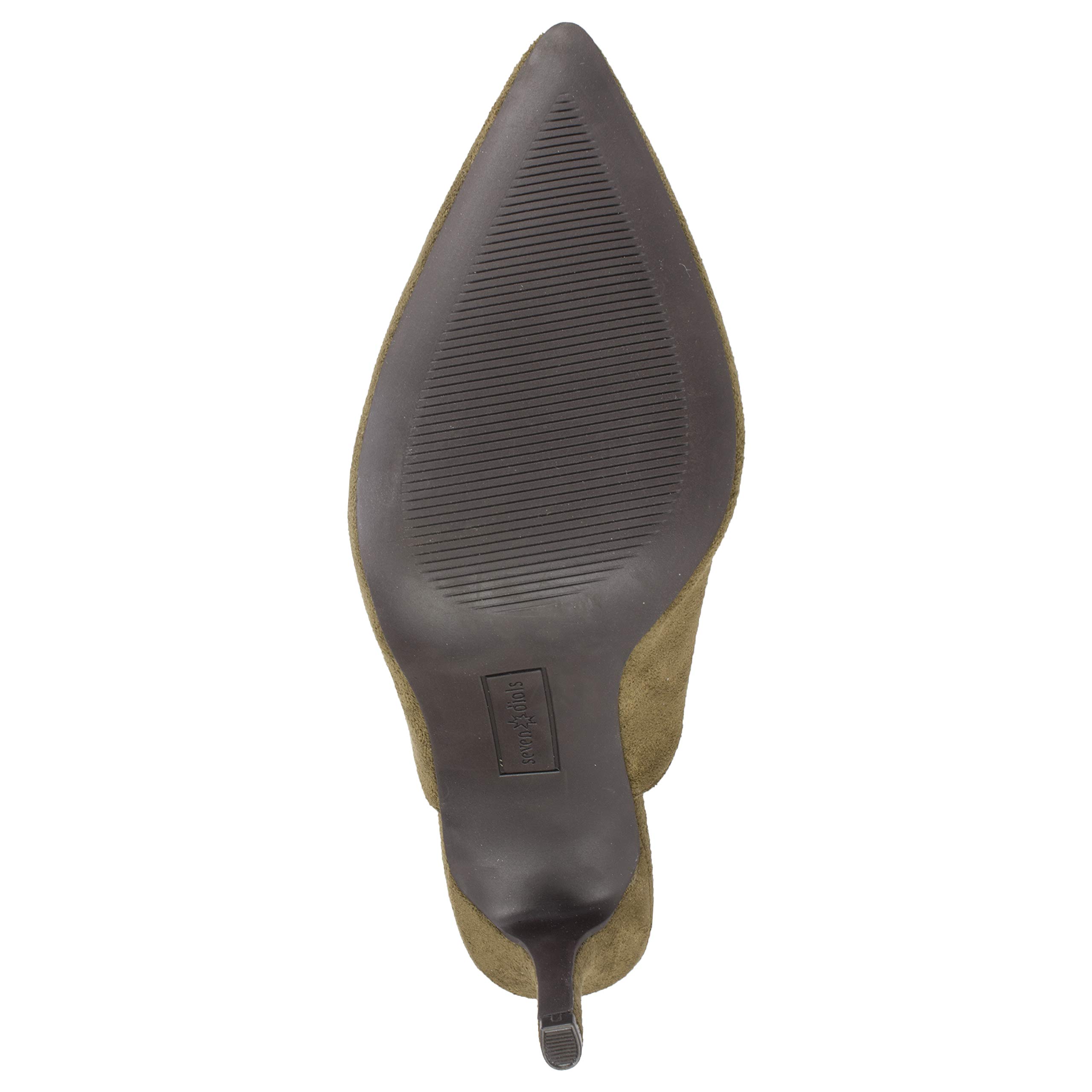 SEVEN DIALS Sherly Women's Heels - Olive Suede, Size 6 for Office & Party