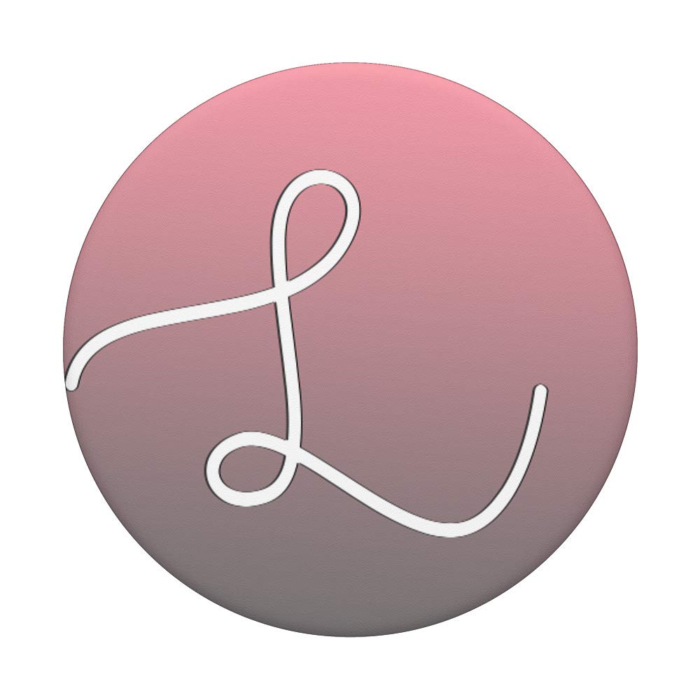 Silver White Initial Letter L Phone Grip - Pink & Gray Swappable PopGrip for Secure Hold, Perfect for Selfies, Video Calls, and Everyday Use