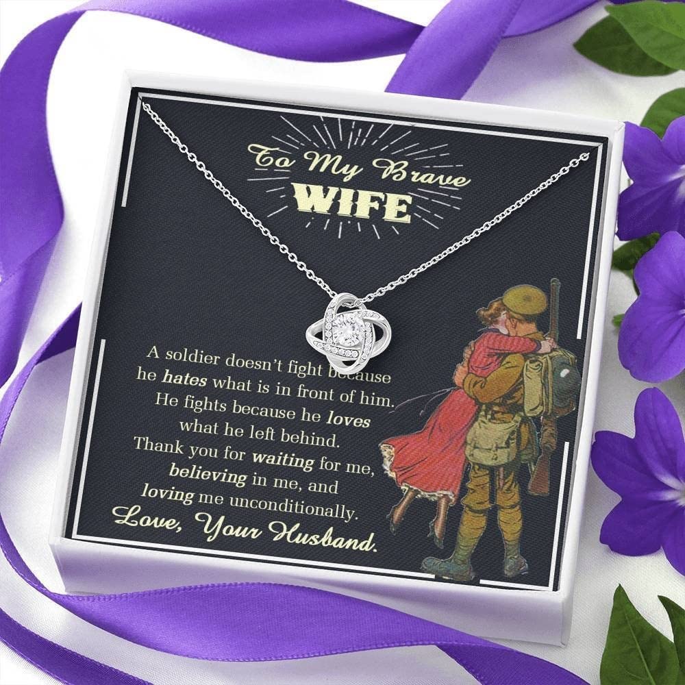 Military Wife Necklace - Meaningful Deployment Gift for Army Wife with Message Card & Gift Box | Army Jewelry, Veteran Day Jewelry for Women | Perfect for Homecoming, Military Balls & Special Occasions