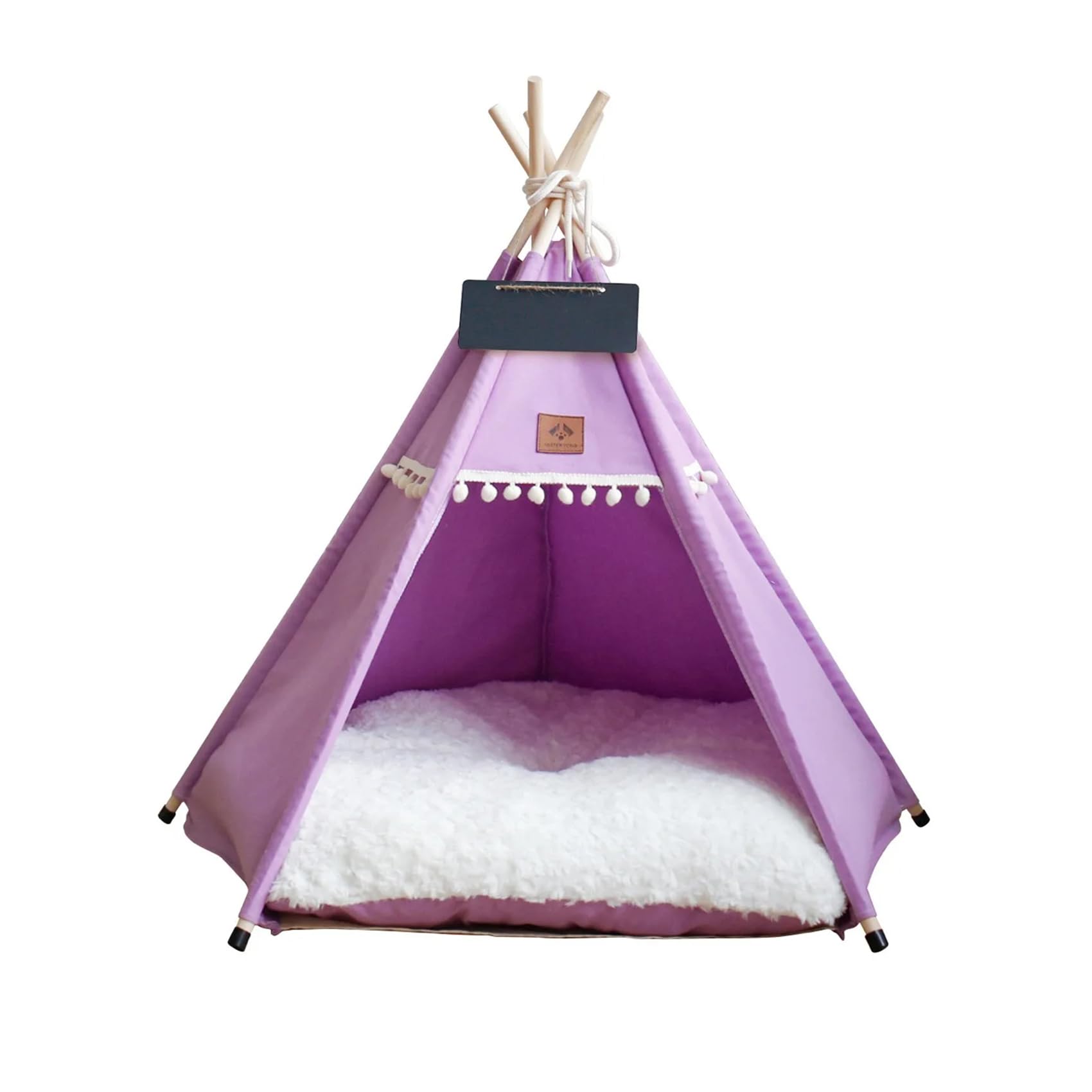 Cozy Pet Tent Bed with Thick Cushion - Indoor Cat & Dog House for Deep Sleep (40x40x50cm, Purple) - Perfect for Puppy Nap Time