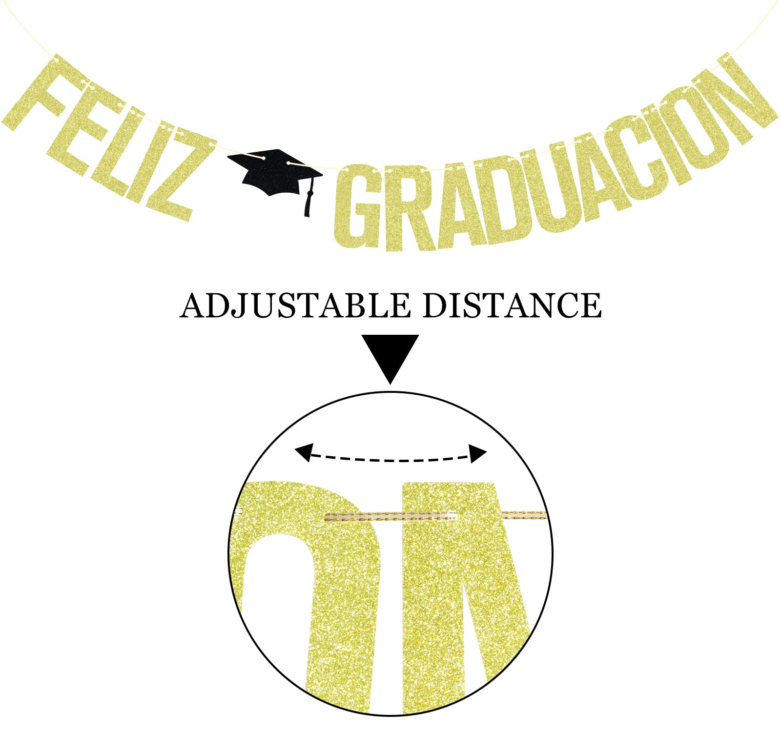 2025 Graduation Banner - Feliz Graduacion Spanish Gold Glitter Party Decorations for Class of 2025 | Perfect for Graduation Parties, School Events & Celebration Decor