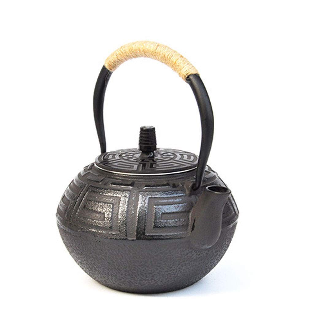 JHSHENGSHI 1.2L Vintage Cast Iron Teapot - Ceramic Coated Kettle with Uncoated Oxidized Inner Wall & Stainless Steel Infuser - Perfect for Loose Leaf Tea Brewing - Ideal for Home, Office or Tea Ceremonies