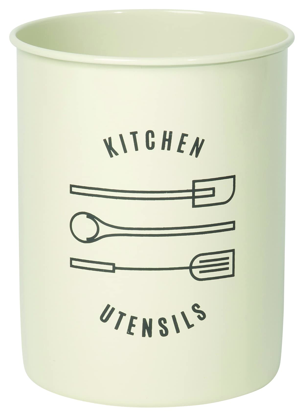 Now Designs Powder-Coated Steel Utensil Crock in Ivory - Stylish Countertop Storage for Kitchen Utensils, Spoons & Cooking Tools - Perfect for Farmhouse, Modern or Rustic Kitchens
