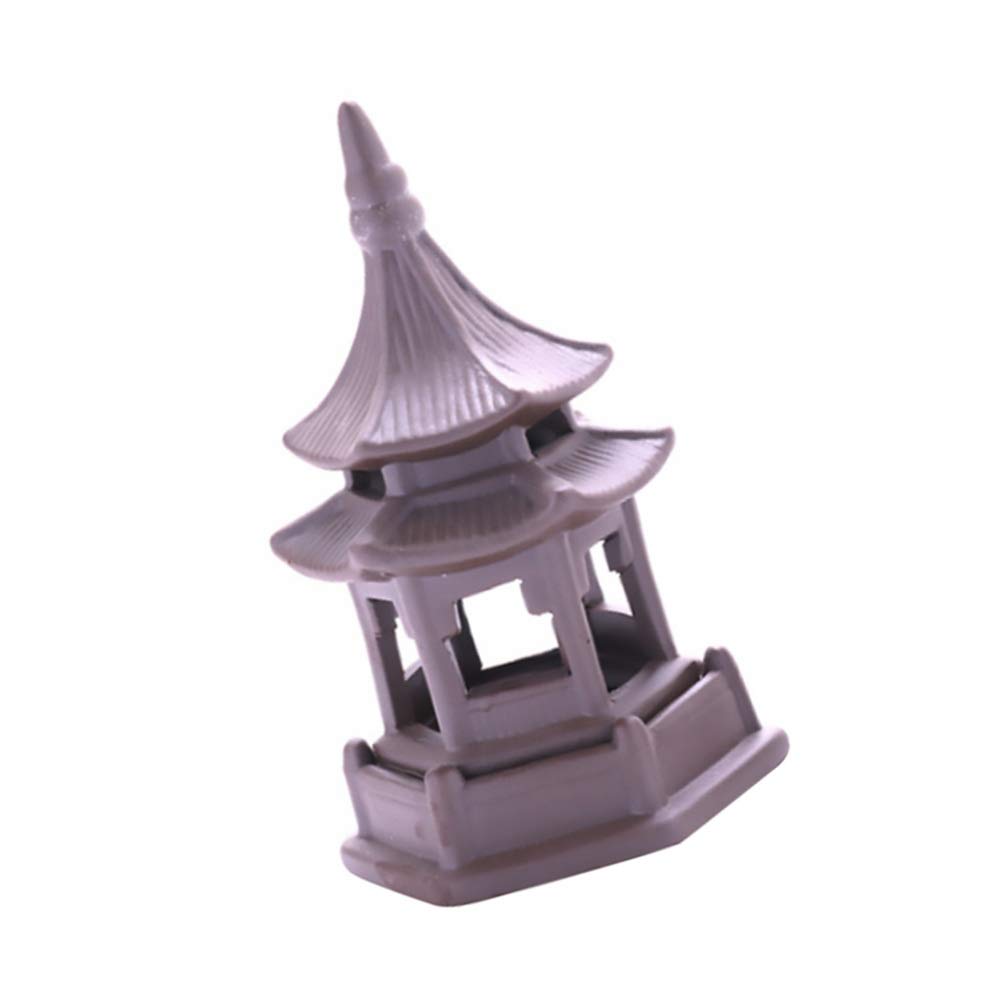 Balacoo Ceramic Pavilion Aquarium Ornament - Fish Tank Decoration with Human Landscape Design, Desktop Decor for Home & Office (Dark Grey, Size S) | Perfect for Aquascaping, Betta Fish Tanks & Zen Decor