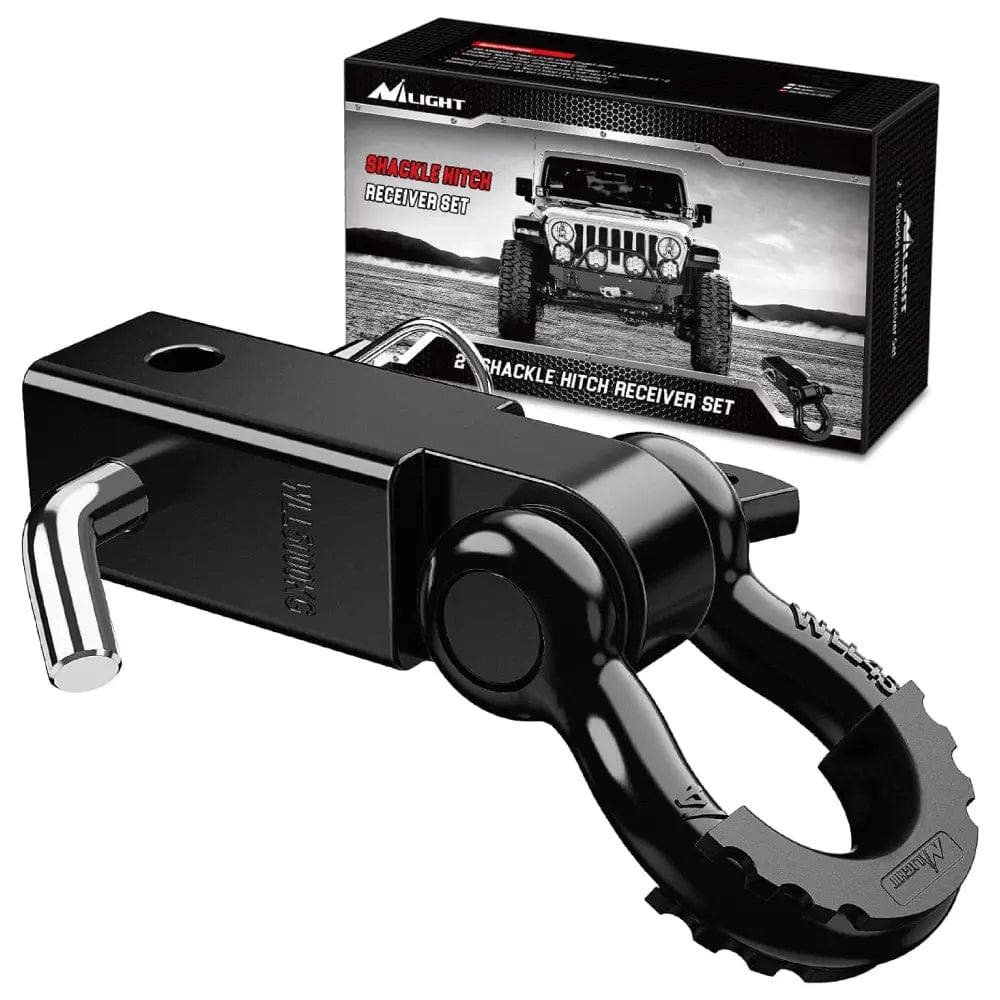 2 Inch Shackle Hitch Receiver 3/4 Inch D Ring Kit - Heavy Duty Black Tow Hook for Off-Road, Truck, SUV & Trailer - Perfect for Recovery, Towing & Off-Roading Adventures