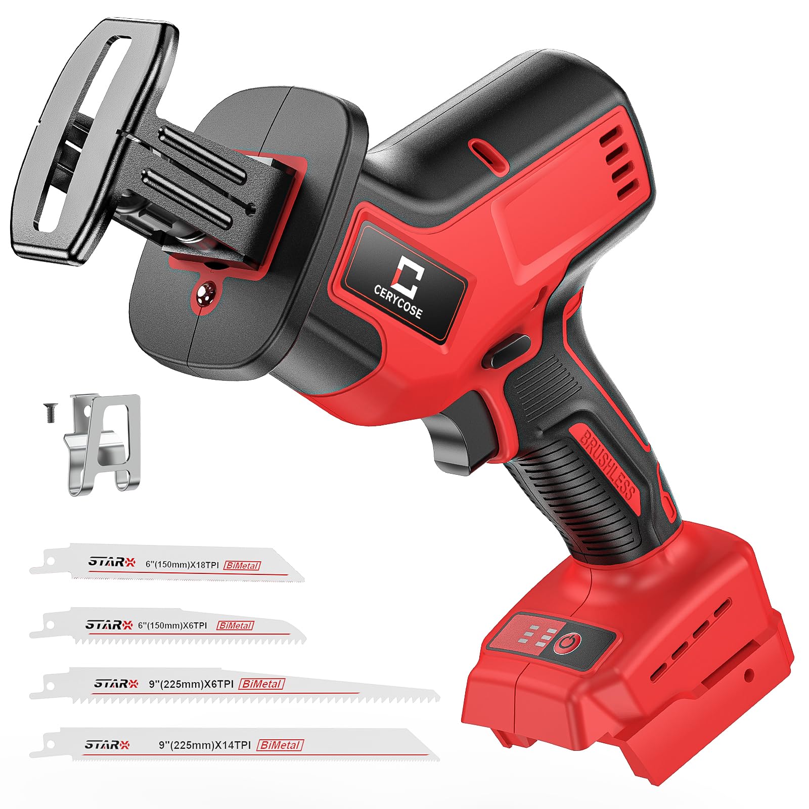 Milwaukee 18V Cordless Reciprocating Saw - Brushless Motor, 0-3000 SPM Variable Speed, Tool-Free Blade Change, Includes 4 Blades for Wood/Metal/PVC Cutting (Battery Not Included) - Perfect for Construction, Demolition, and DIY Home Improvement Projects
