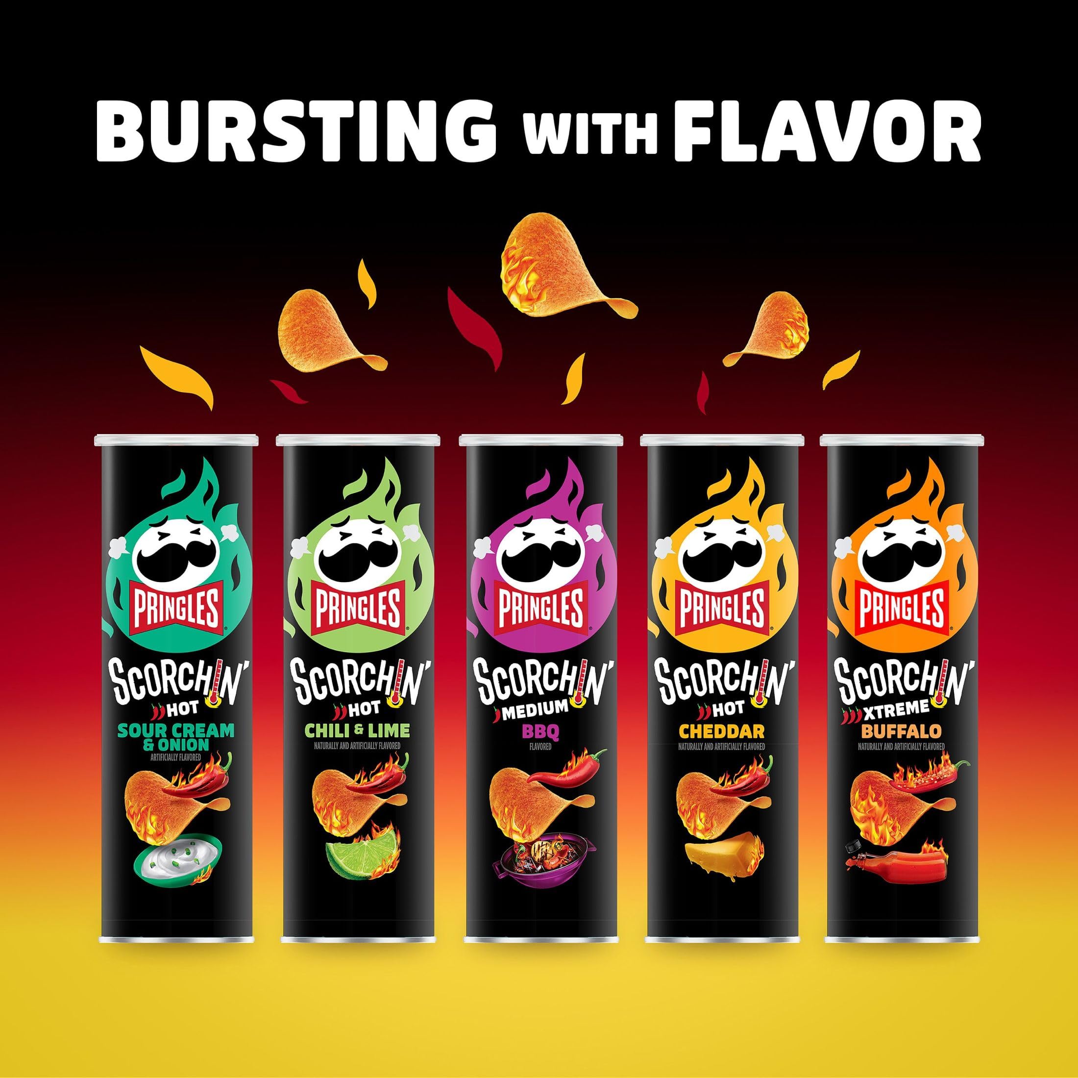 Pringles Scorchin' Chili & Lime Flavored Potato Crisps Chips - 5.5 Oz (2 Pack) with Free By The Cup Mints - Spicy Snacks for Parties, Road Trips & Movie Nights