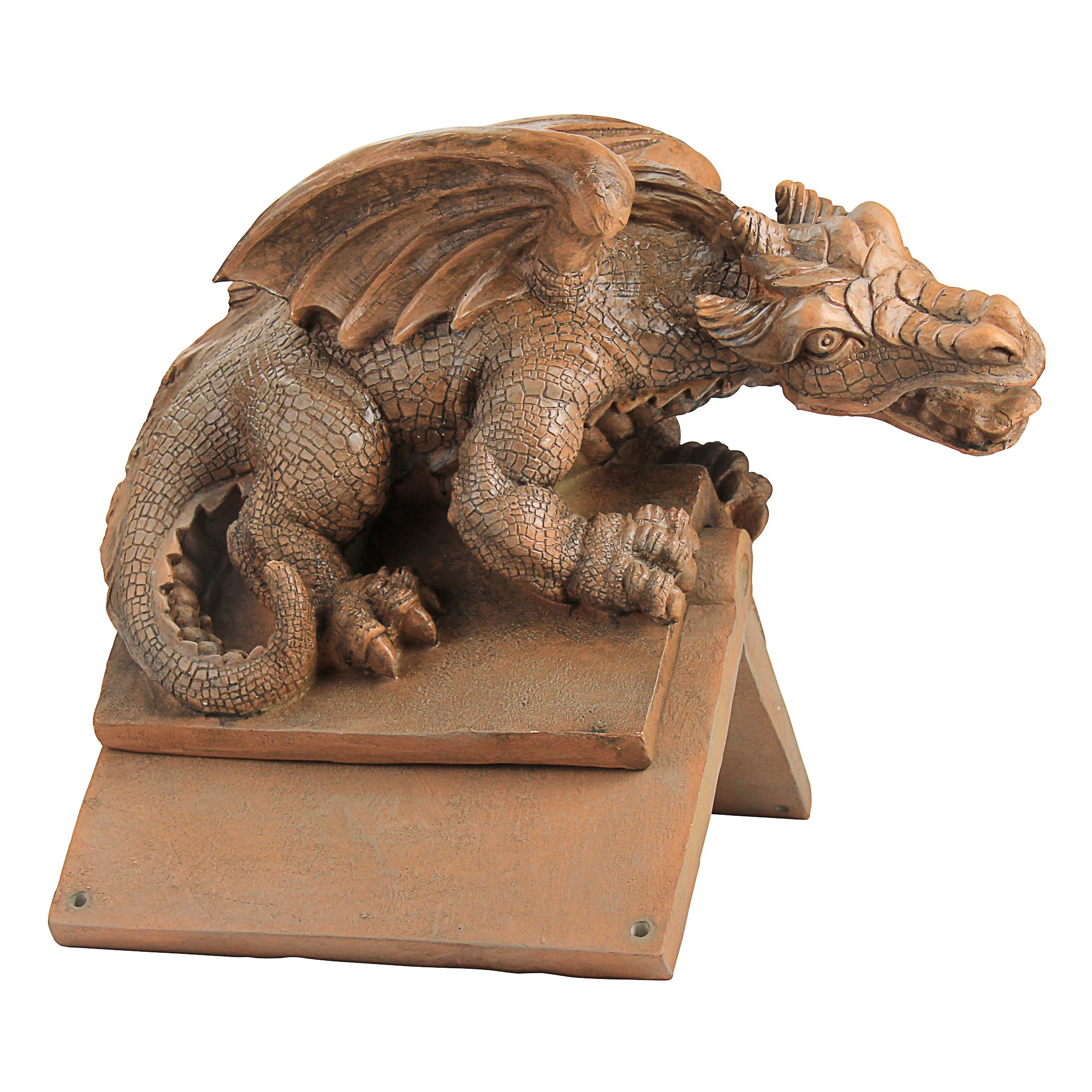 Design Toscano NG30667 Apex, the Winged Dragon Sculpture - Gothic Terra Cotta Roof Cresting Decor for Home & Garden - Perfect for Medieval, Fantasy, or Gothic Style Home Exteriors