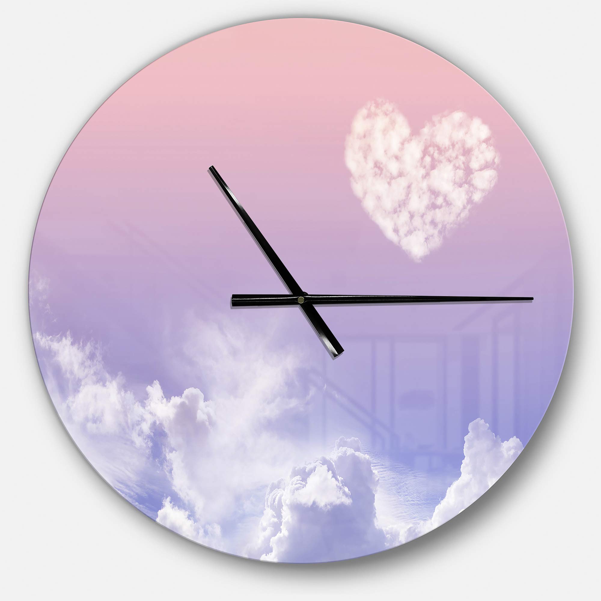 Designart Love is in The Air Modern Round Wall Clock - Contemporary Metal Wall Art for Home Decor, Living Room, Bedroom & Office | Perfect Romantic Gift & Unique Wall Decoration for Couples