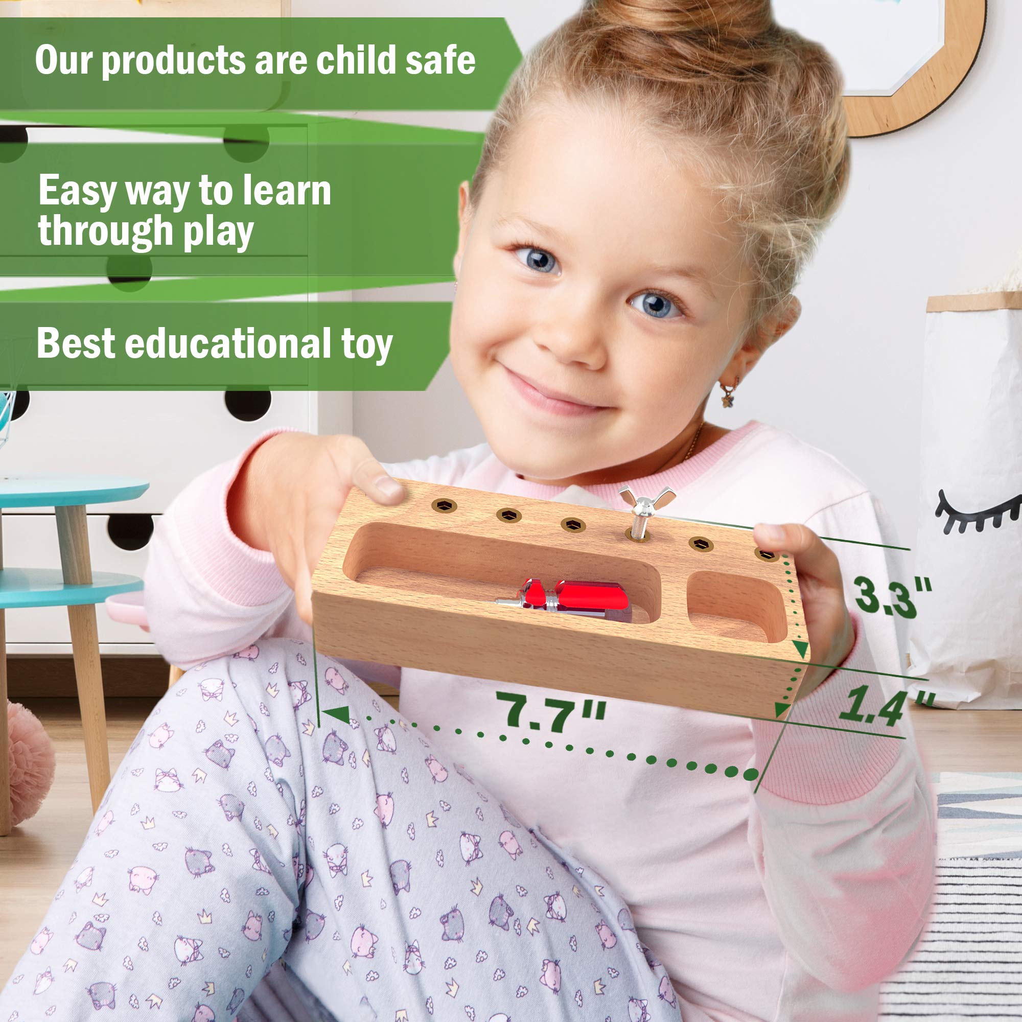 Panda Brothers Montessori Screwdriver Board Set - Wooden Educational Toy for Toddlers & Kids Ages 4+ | Fine Motor Skills Development, STEM Learning, Sensory Bin Activity | Perfect for Preschool Classroom & Home Learning