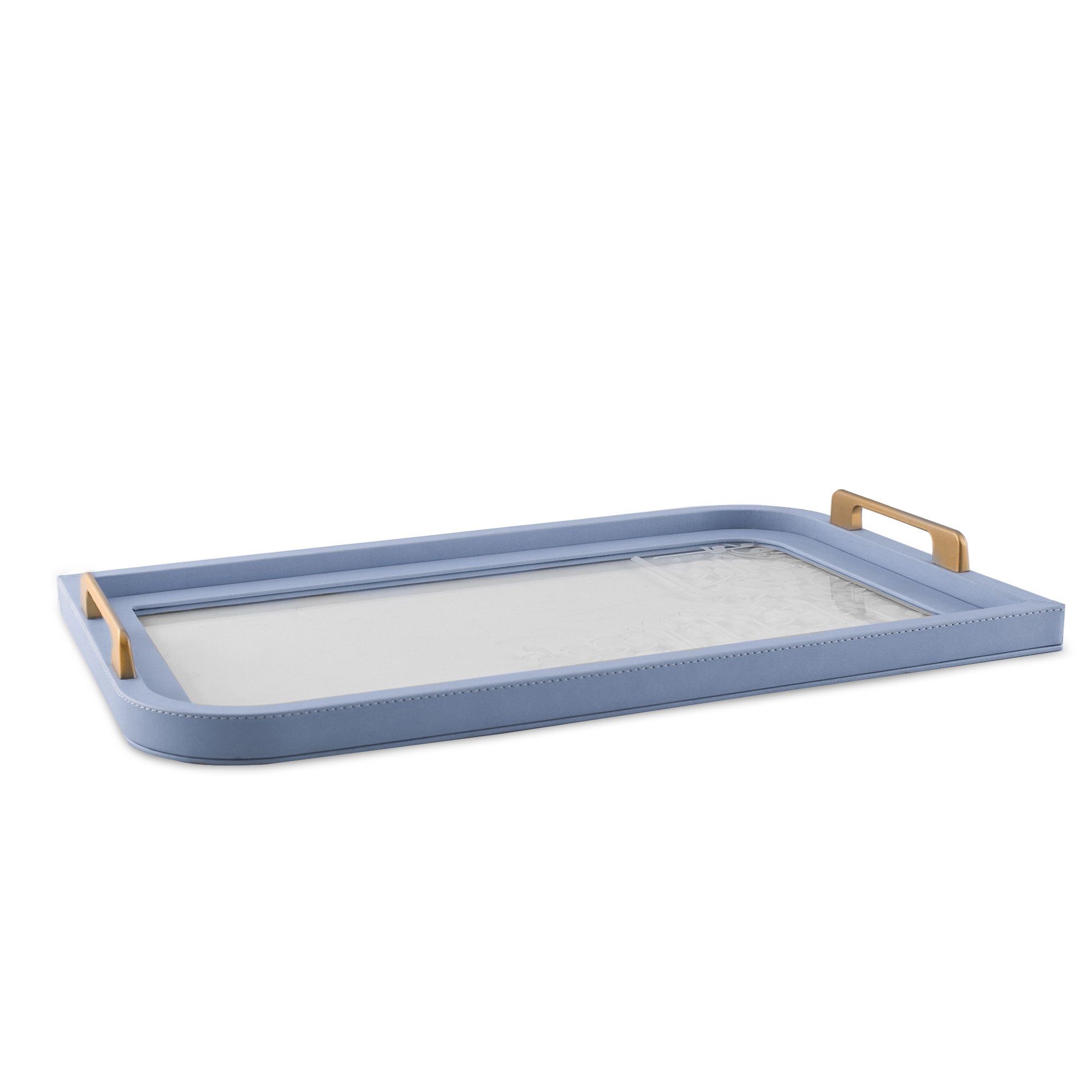 Dimlaj Wadoud Light Blue Serving Tray - Elegant Decorative Tray for Coffee, Tea, Breakfast in Bed, or Party Snacks