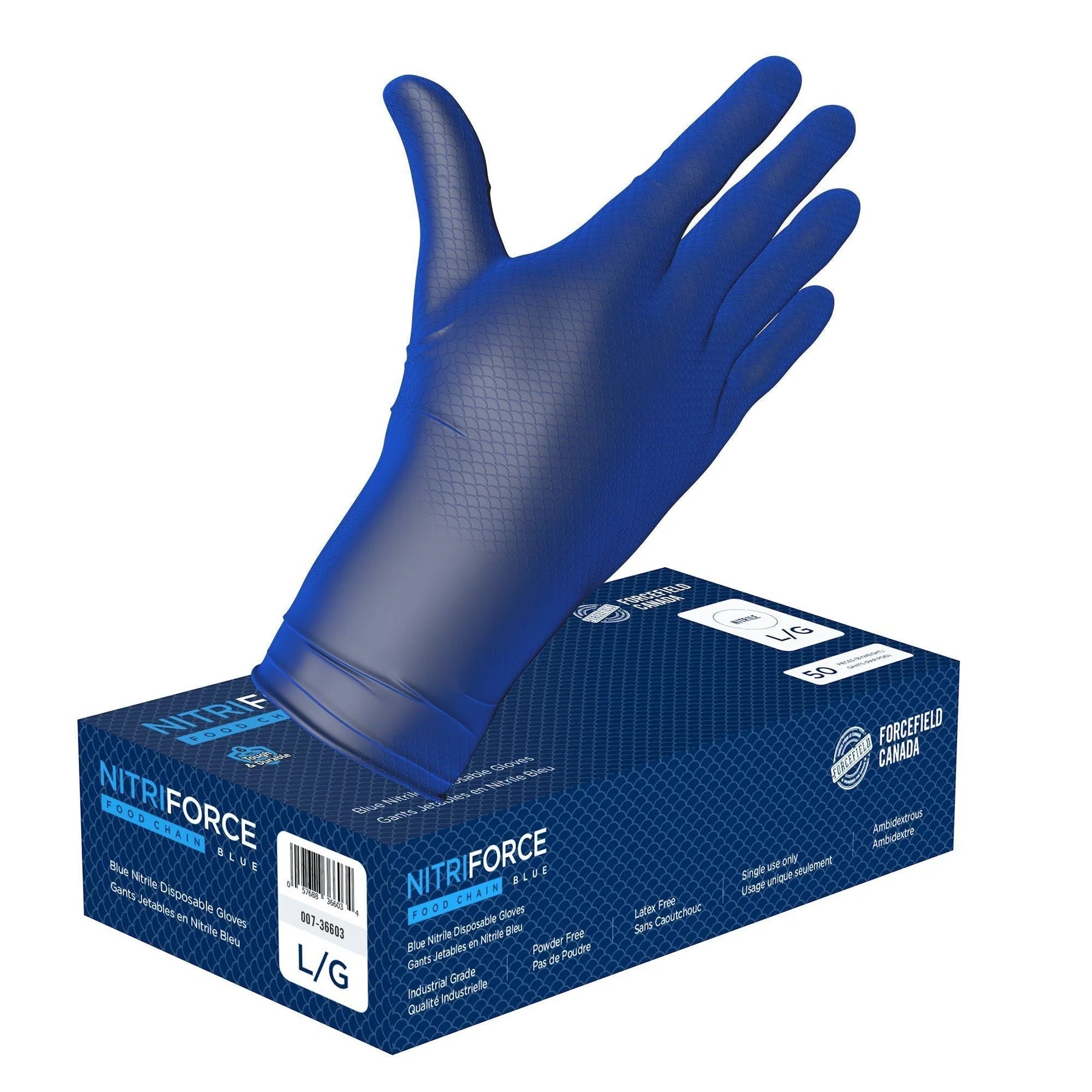 FORCEFIELD NitriForce Foodchain Textured Nitrile Disposable Gloves - 007 366 | Heavy-Duty, Chemical-Resistant & Latex-Free | Perfect for Food Handling, Medical Use & Industrial Work