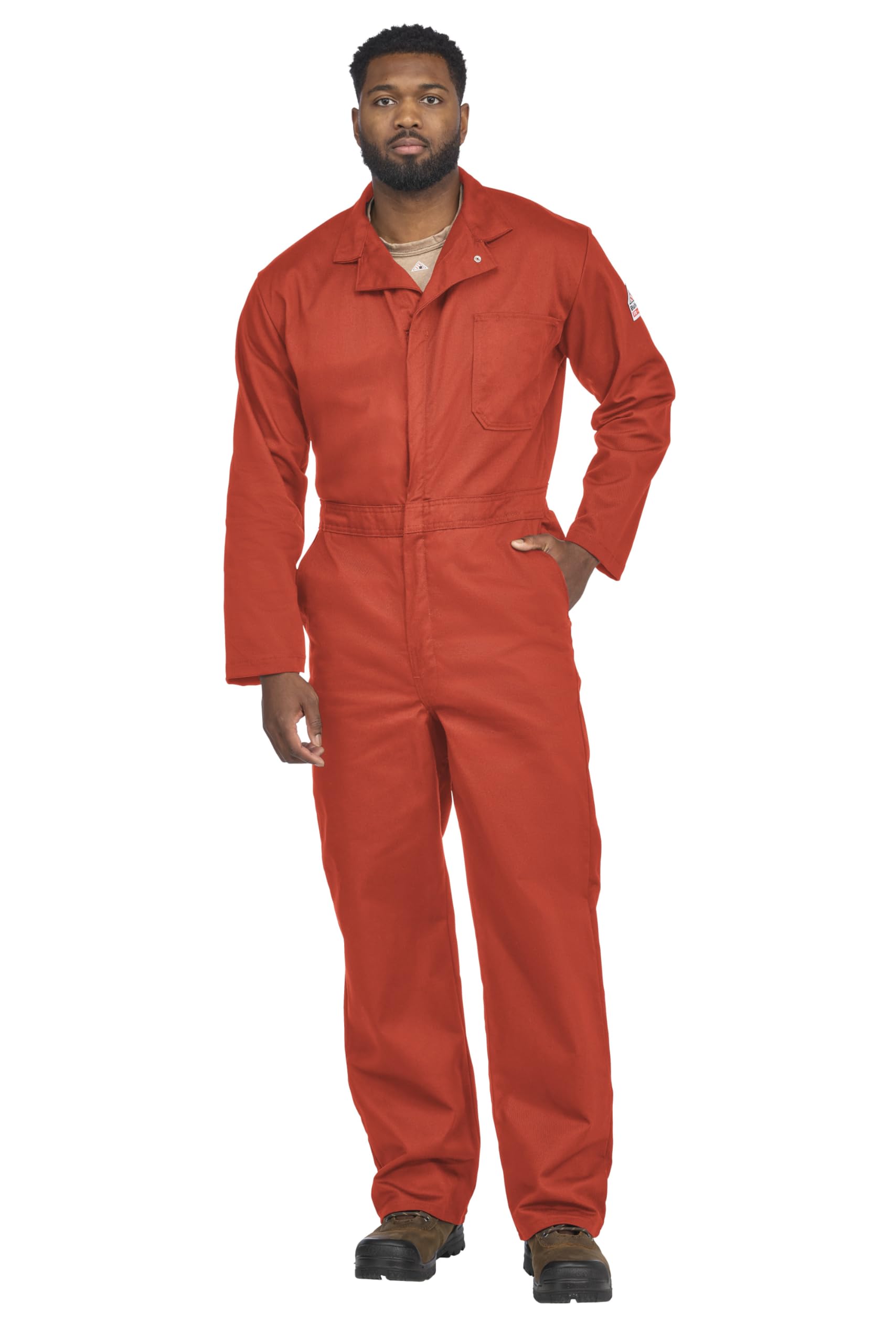 Bulwark FR Men's Flame Resistant 9 Oz Twill Cotton Classic Coverall with Hemmed Sleeves - Durable Workwear for Electricians, Welders & Industrial Safety