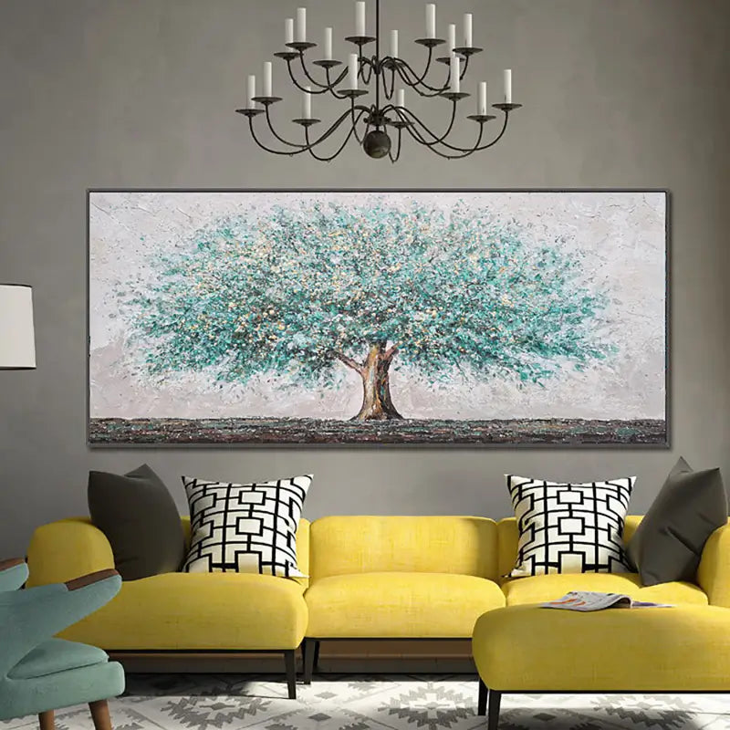 Flower and Tree Painting #FT007 - Handmade Canvas Wall Art for Home Decor, Living Room, Bedroom & Office