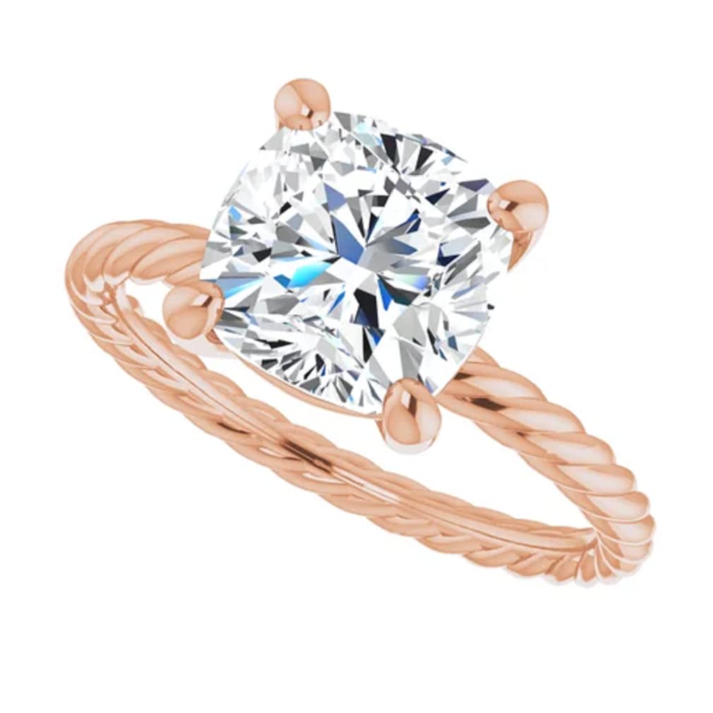 10K Solid Rose Gold Handmade Engagement Ring - 2.0 CT Cushion Cut Moissanite Diamond Solitaire Wedding Band for Women - Perfect for Proposals, Anniversaries & Bridal Jewelry Gifts