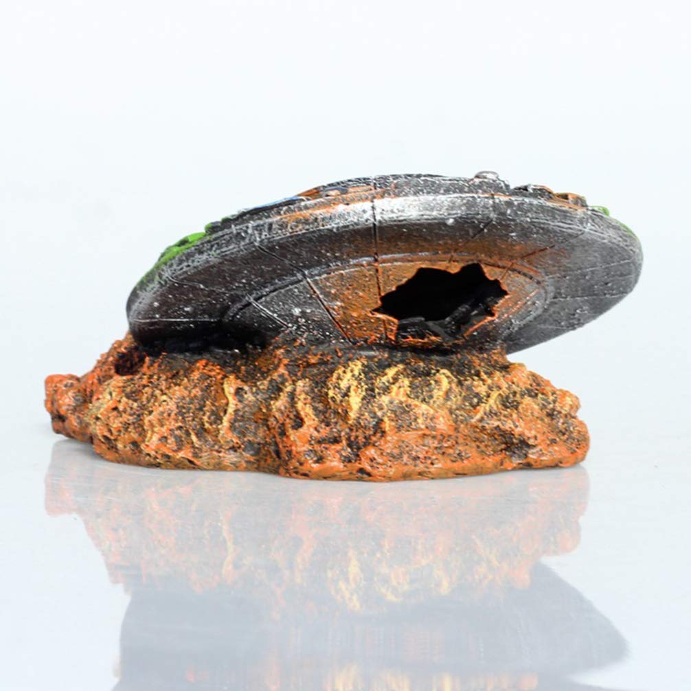 Hemobllo Resin Decor - 1Pc Chest Lizard Treasure Chest Sculpture, Animal Crawl Space Airplane UFO Decor, Sea Turtle Top Hat Figurine for Fish Tank & Home Decor | Perfect for Aquarium, Office Desk, and Gift Giving