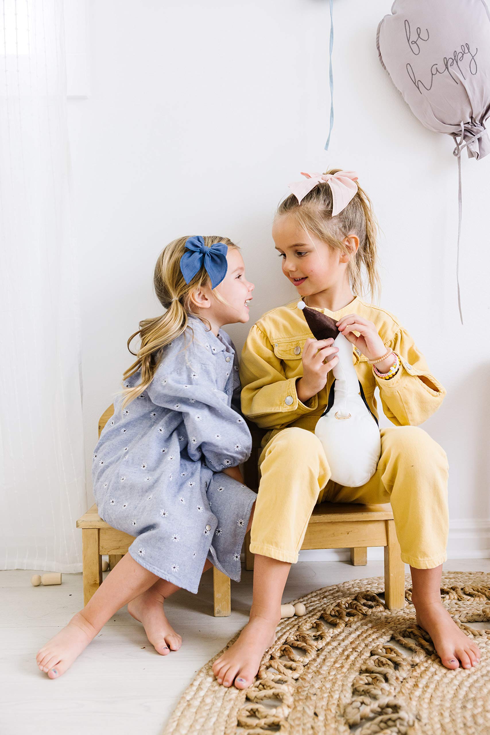 Little Poppy Co. Handmade Claire Hair Bows for Girls & Babies - Premium Embroidered Stripe Headbands, Stylish Hair Accessories for Parties, Photos & Everyday Wear